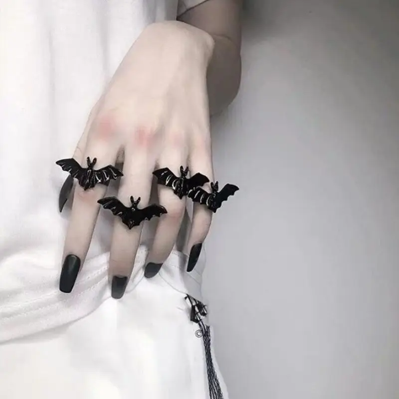 Cute Halloween Ring Black Bat Opening Adjustable Gothic Band Unisex Jewelry | Украшения и аксессуары