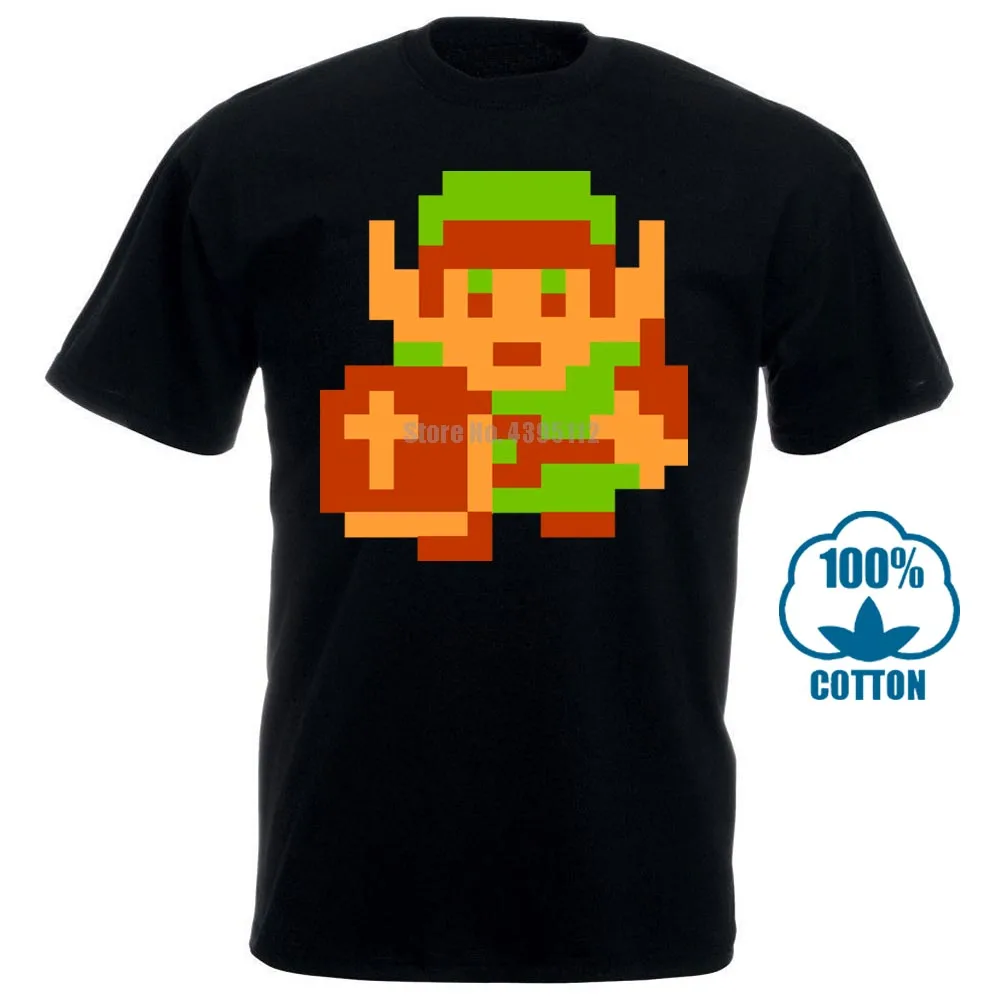 

The Legend Of Zelda Retro Classic 8 Bit Video Game Mens Black T Shirt Size Cartoon T Shirt Men Unisex New Fashion Tshirt