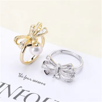 

Classic Sterling Silver 925 Adjustable Ring Accessories Women Wedding Pearl Simple Silver Zircon Ring Jewelry