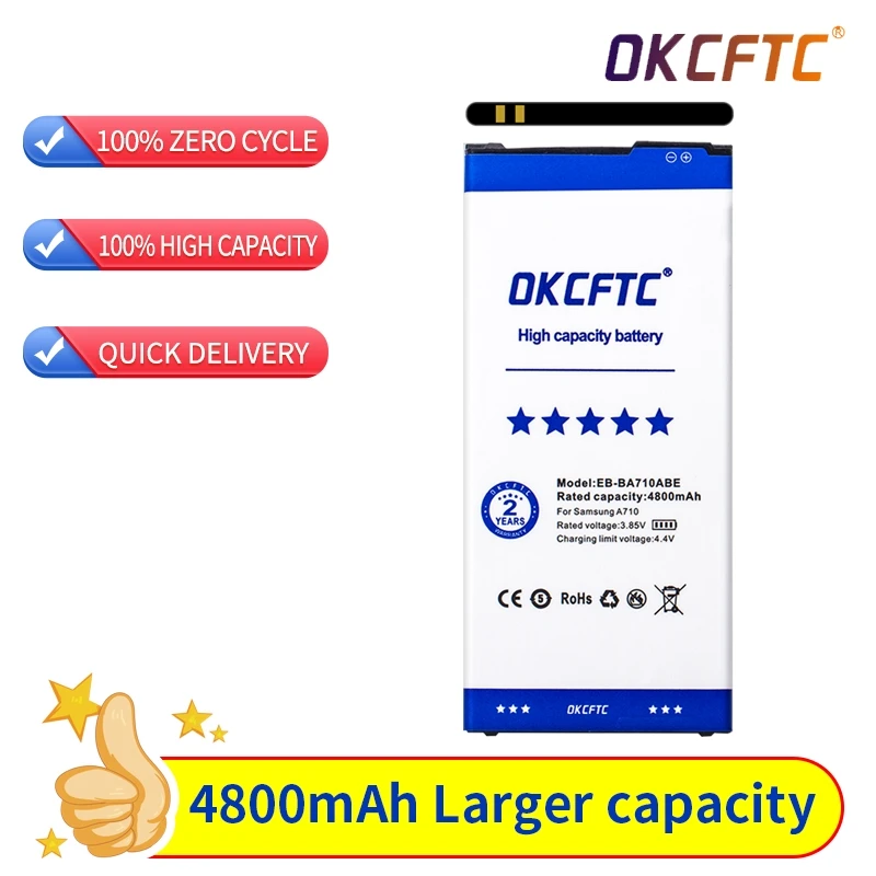 

Original Battery for Samsung GALAXY A7 2016 Battery A7110 A7109 A710 A710F EB-BA710ABE 4800mAh Full Capacity