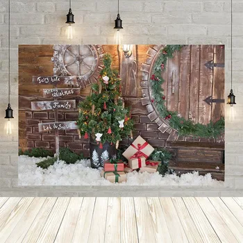 

Avezano Winter Merry Christmas Tree Gift Bell Snow Banner Party Decoration Backdrop Photo Background Custom Photography Studio
