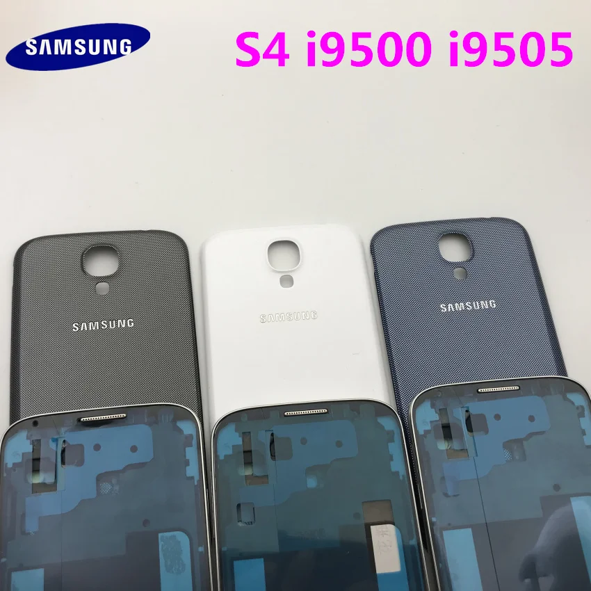 Полный комплект корпуса для samsung Galaxy S4 i9500 i9505 передняя рамка+ средняя рамка+ задняя крышка батареи+ кнопка Home 4 в 1+ Инструменты