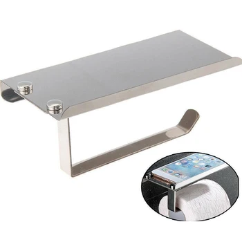 

Rolling Toilet Paper Storage Holder Bathroom Stainless Steel No-drilling Rack Wall Mounted Bathroom Product