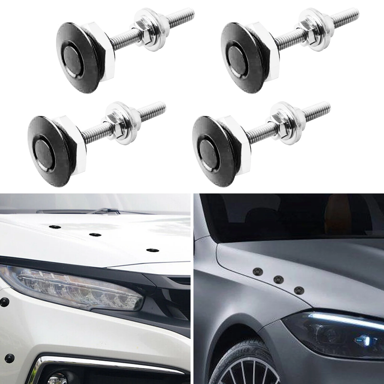 Kit Di Montaggio Paraurti A Sgancio Rapido In Alluminio - Bulloni E Fissaggi Auto - Colore Nero (4 Pezzi)