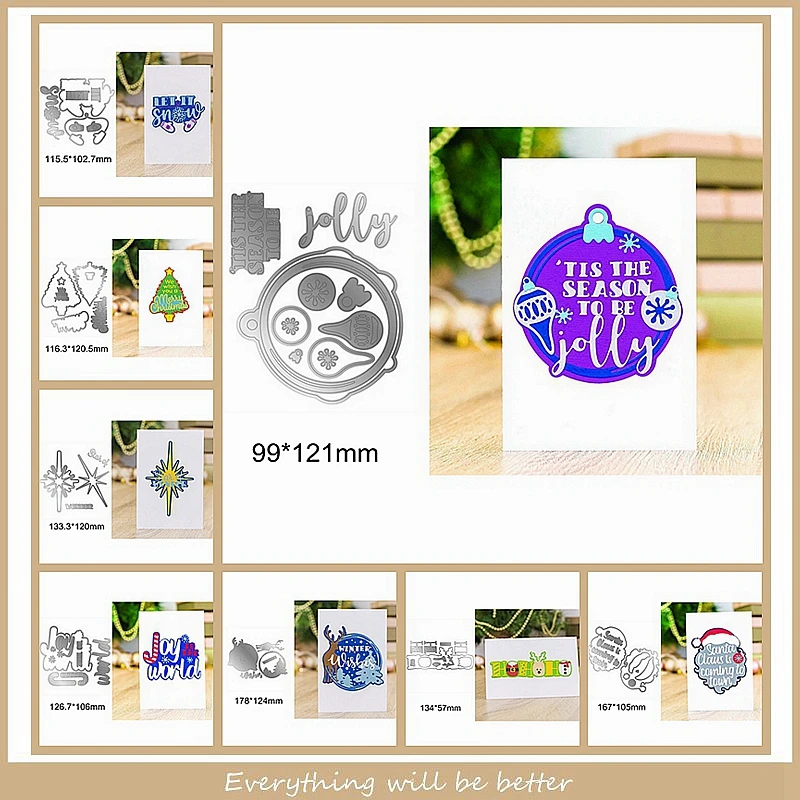 

Merry Christmas Tree Deer Gift Joy Let it Snow Letter Sentence Words Alphabet Metal Cutting Dies Scrapbook Craft New Stencils