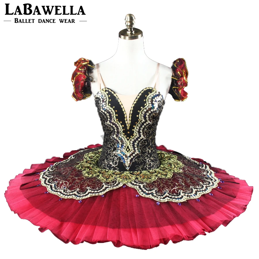 photo color2 La esmeralda, балетные пачки для профессионалов и для детей, костюм для девочек, черный, бордовый, профессиональные балетные пачки для женщин, BT8941B - Цвет: photo color2