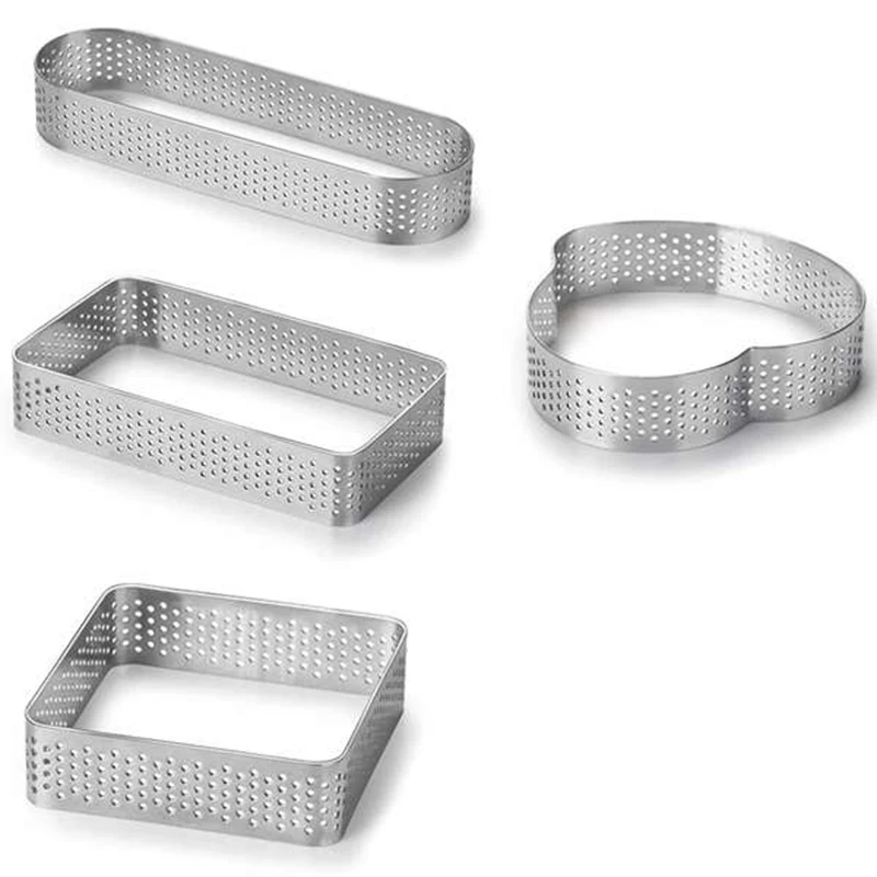 Heart/Square Mousse Mould Sewed Tart Ring Stainless Steel Perforated Cake Circle Decorating Tool Bakeware |