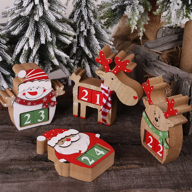 Деревянные рождественские календари рождественские украшения для дома Рождество счастливый год сувениры с декоративными украшениями календари advisento