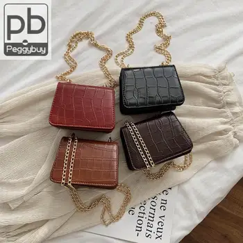 

Stone Pattern Women Fashion Shoulder Bag Female Solid Color Crossbody Bags PU Leather Chain Small Messenger Handbag