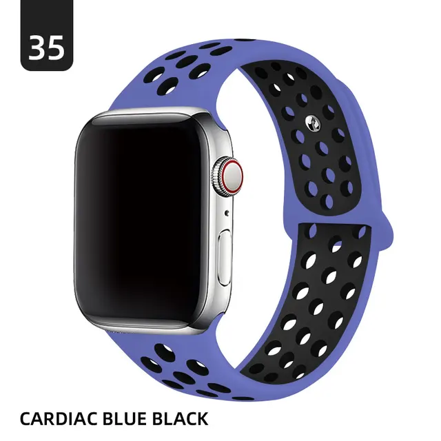 Silicone Strap For Apple Watch band 40mm 44mm 38mm 42mm 44 mm Rubber watchband smartwatch bracelet iWatch series 3 4 5 6 se band Heart blue black