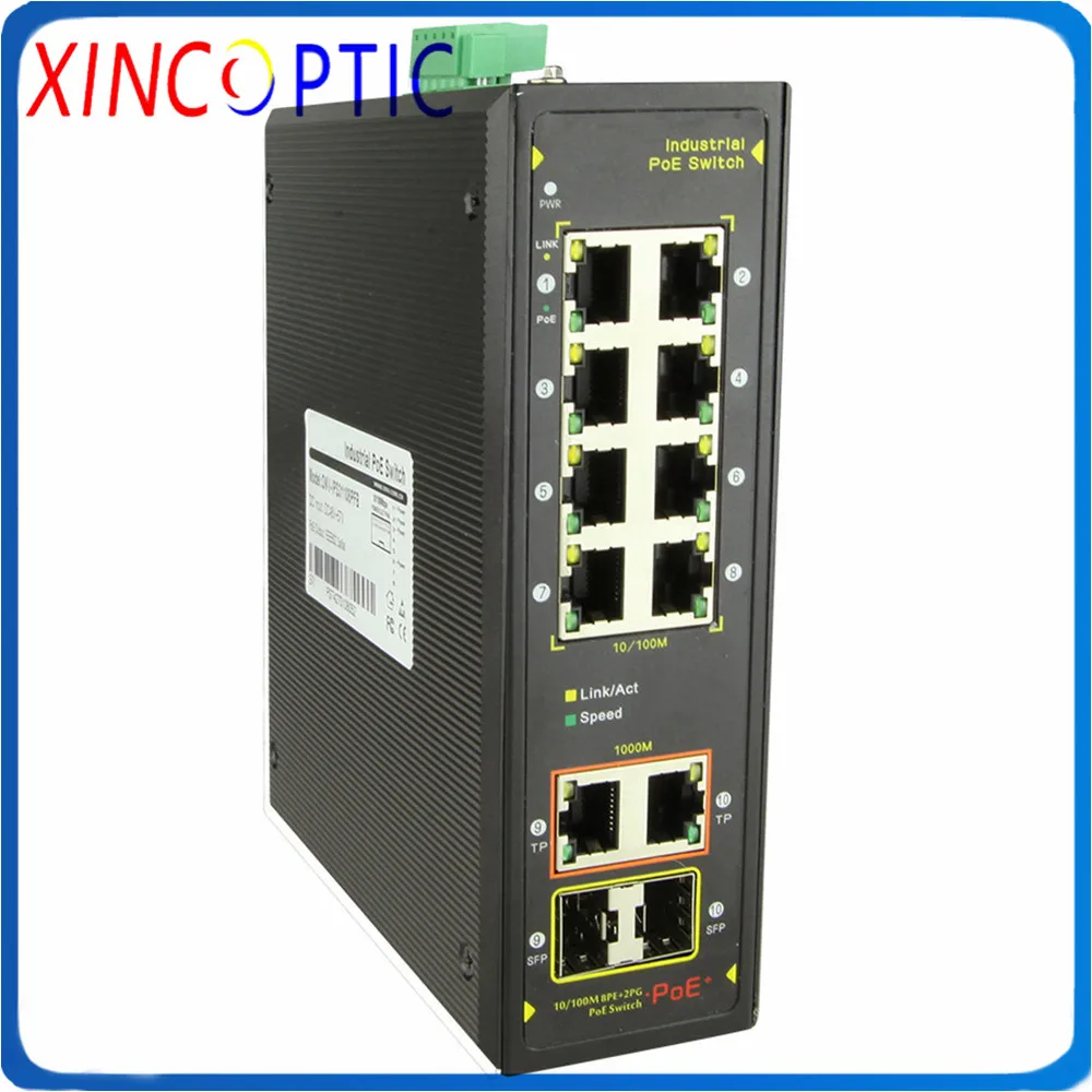 10 портовый промышленный PoE коммутатор 10/100 м NVO Megabit неуправляемый двухслойный с