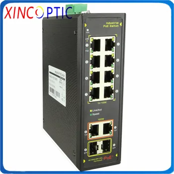 

10-Port 10/100M Industrial PoE Switch,NVO 10port Megabit Unmanaged Two-layer PoE Switch with 8*10/100M POE RJ45 Ethernet