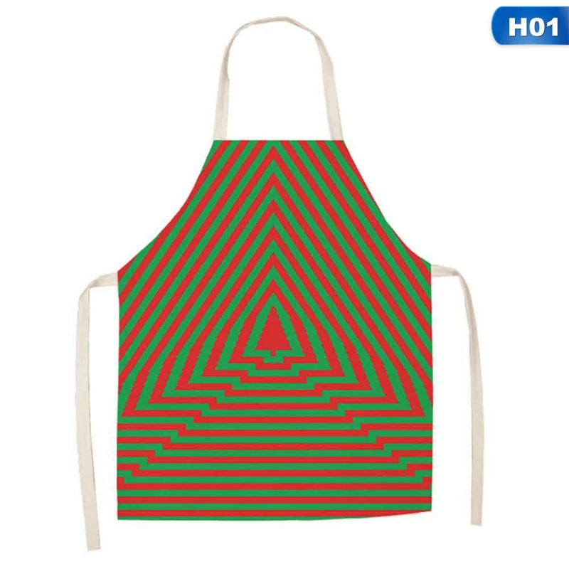 1Pcs Red Christmas Apron Pinafore Cotton Linen Aprons 68x55cm Adult Bibs Home Kitchen Cooking Baking Cleaning Accessories