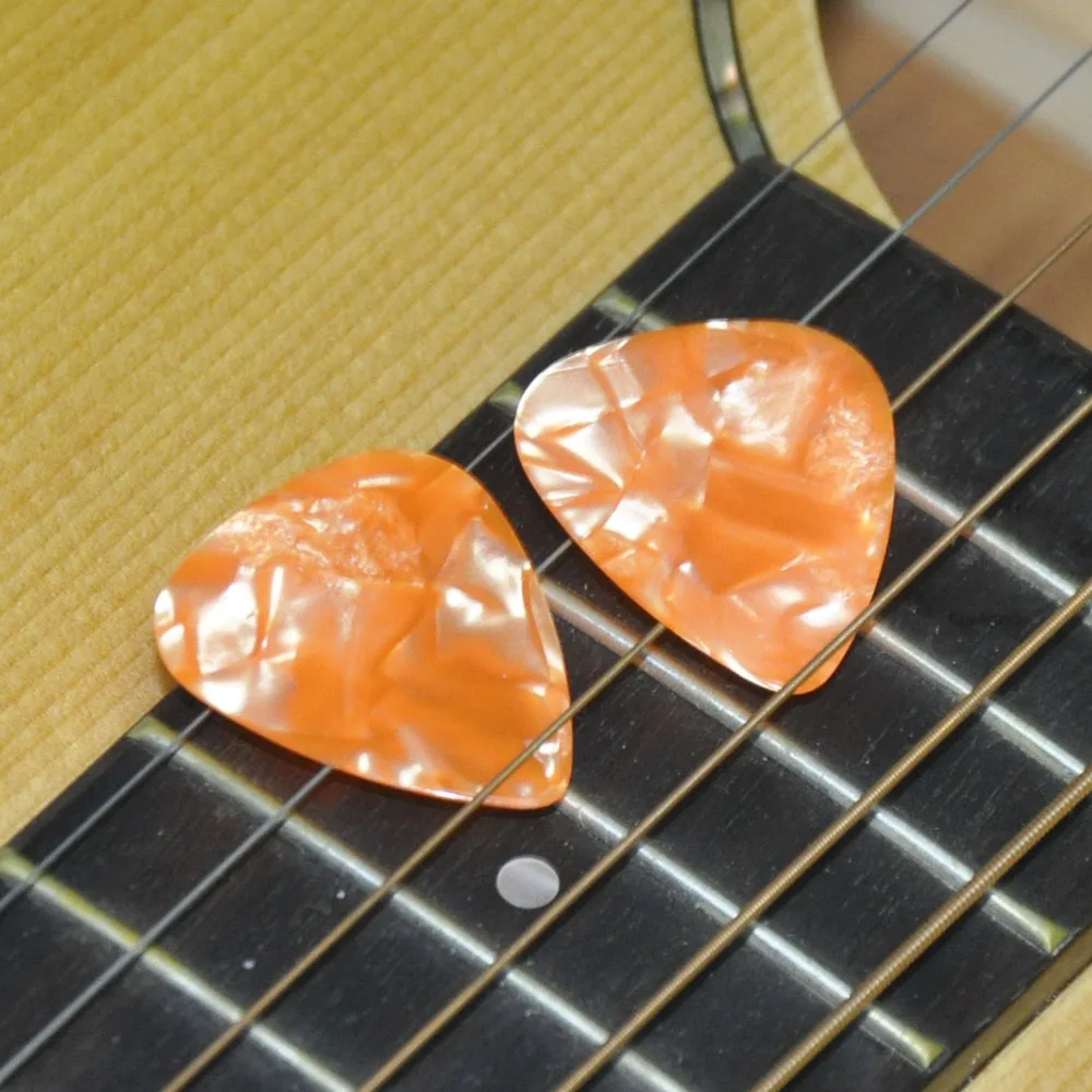 0.46mm 0.71mm Orange Pearl Celluloid Guitar Picks Plectrums 100pcs/lot for Acoustic Electric Guitar Bass