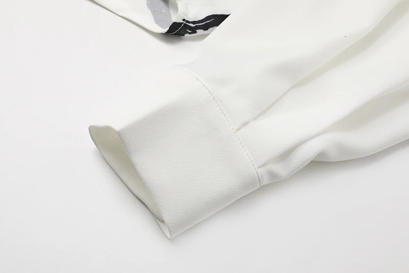 [EAM] Женская блузка контрастного цвета с белым рисунком новая рубашка свободного кроя с отворотом и длинным рукавом модная весенняя Осенняя 1K612