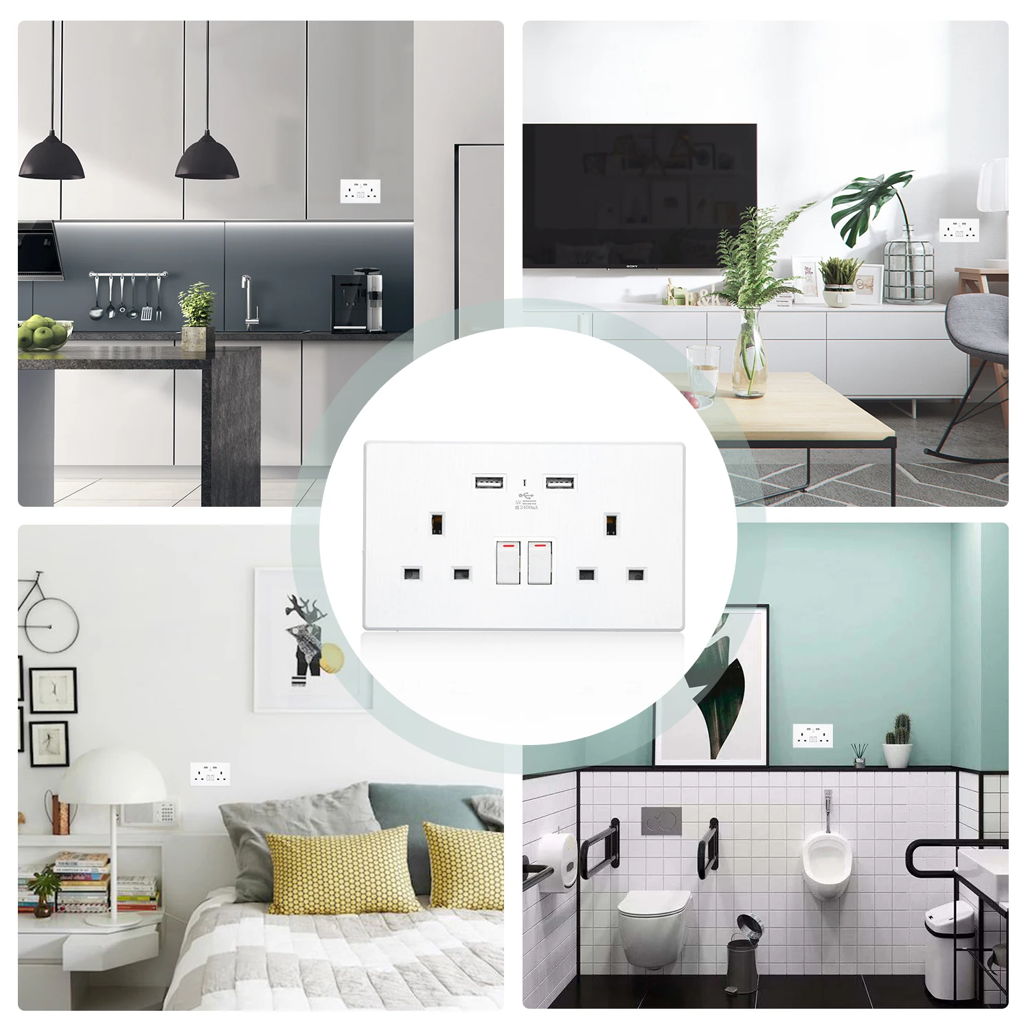 AC110-250V 13A мини площади Сетевая розетка с 2 5V 2.4A USB Порты и разъёмы стены включен Outlete бытового офисная настенная розетка
