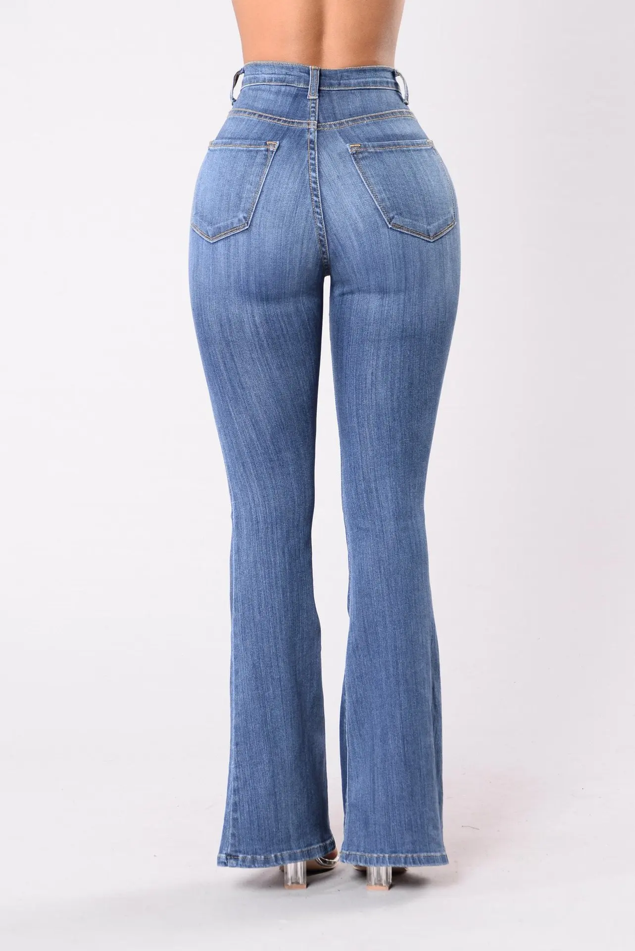 Женские расклешенные джинсы с высокой талией, обтягивающие, широкие, джинсовые штаны из денима, женские брюки с поясом, женские, размера плюс