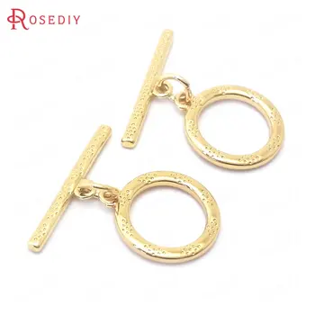 

(38844)6 Sets 24K Gold Color Brass O Toggle Clasps Bracelet Connect Clasps Jewelry Making Supplies Diy Findings Accessories