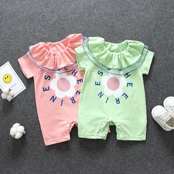 

summer Newborn Baby Clothes Girls Romper Flowers Printed Cotton Short sleeve Romper Kids Jumpsuit Playsuit Outfits