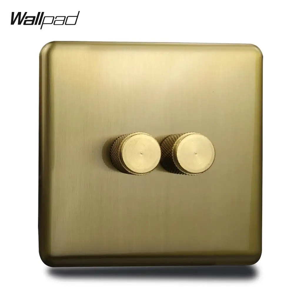 

Wallpad Z6 Double LED Dimmer Switch 2 Gang Electrical Light Brightness Regulator Antique Brass EU Standard with Claws