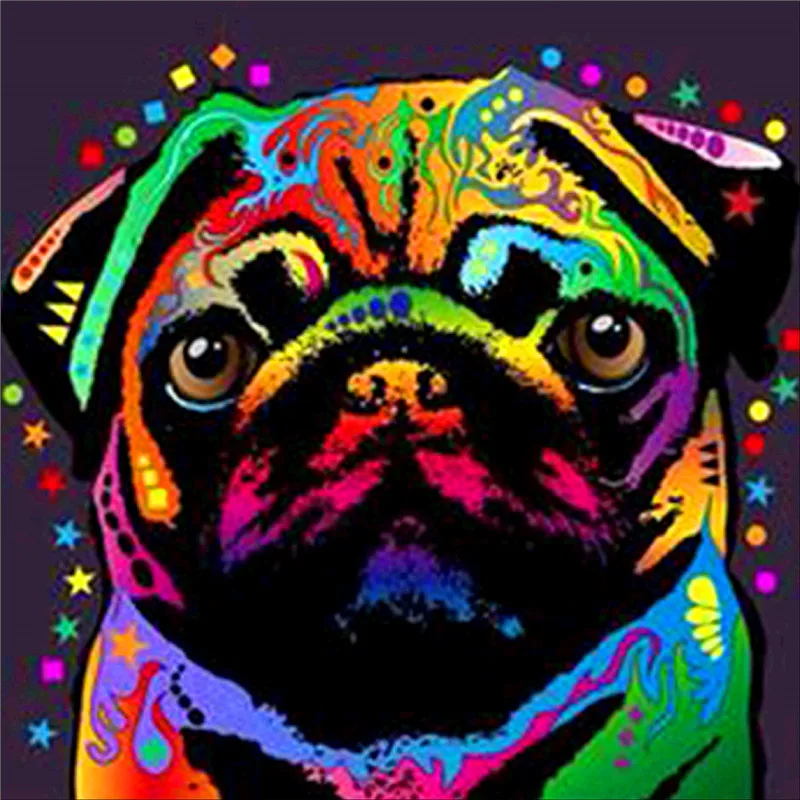 Full Round 5D DIY Diamond Embroidery &quotPainted Pug&quot Mosaic Wall Stickers Craft Kits Painting Cross Stitch Rhinestone | Дом и сад
