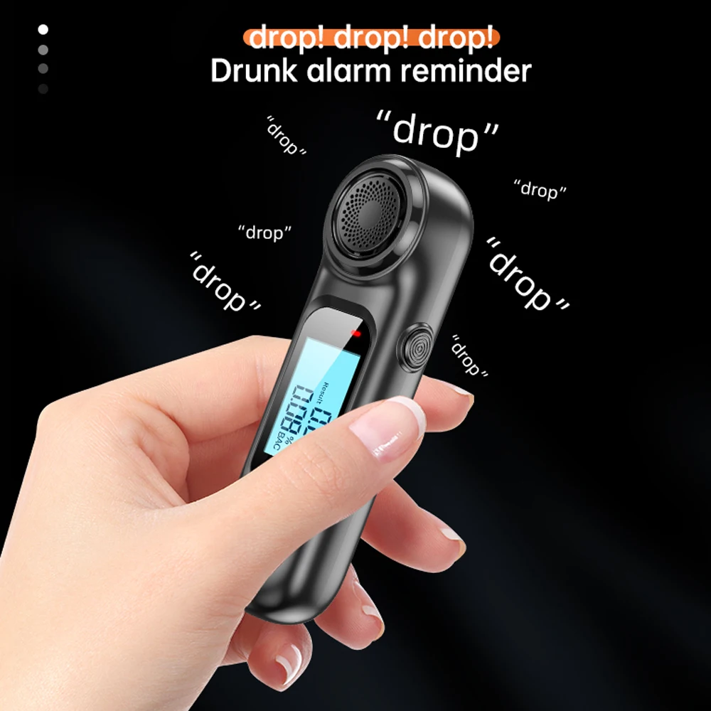 New Automatic Alcohol Tester LED Display Breath Tester USB Rechargeable Breath Alcohol Test Tool