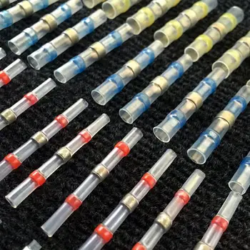 

50pcs Waterproof Solder Seal Heat Shrink Butt Connectors With Soldering Sleeve Tinned Copper Red Blue White Yellow Quality Z1128