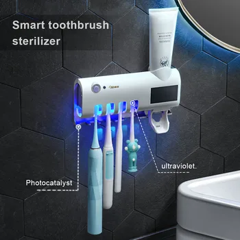 

UV Automatic Toothpaste Dispenser Wall Mounted Stand Home Dust-proof Toothpaste Lazy Dispenser Bathroom Accessories Set