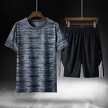 Aliexpress - Men’s T-shirt + Shorts Set Summer Breathable Casual T shirt Running Set Fashion Harajuku  Male Sport Suit 2021 New