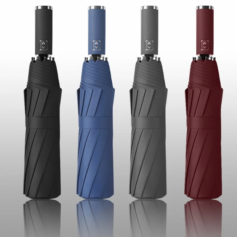 Windproof Umbrella Large Size Foldable Strong Windproof Travel Umbrella Rain Women Family 130cm Big Paraguas 3 Folding Rain Storm Umbrella for Men