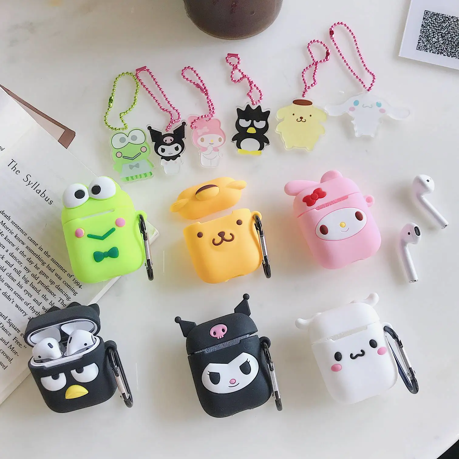 

For AirPods Case Cute with keychain Accessories Case For Air pods 2 Silicone case cartoon Bluetooth Wireless Earphone Cover