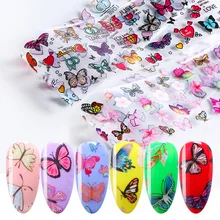10 шт Бабочка ногтей набор фольги переводные наклейки для ногтей талисманы цветы цветочный лак клей обертывания наклейки маникюр Дизайн TRXK102