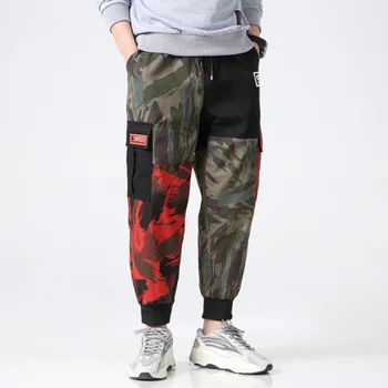 

2020 Spring and Autumn Men's Fashion Street Style Personality Loose Overalls Japanese Men's Stitching Camouflage Casual Pants