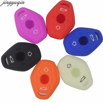 

jingyuqin 15ps Remote Silicone Key Case Car Styling Cover For BMW X3 X5 Z3 Z4 3 5 7 Series E38 E39 E46 E83 FOB Set Protective