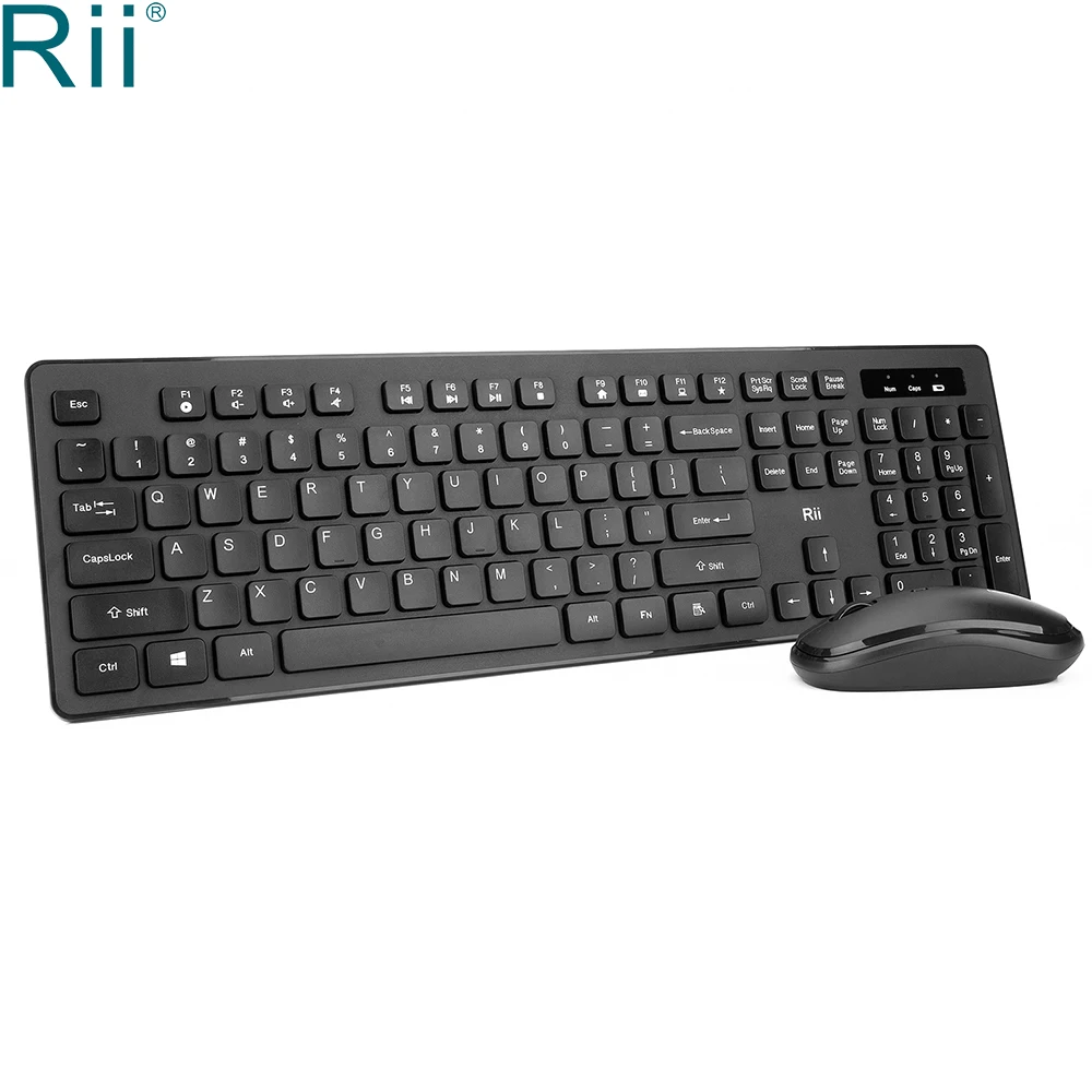 

Rii RK102 2.4G Wireless Keyboard and Mouse Mini Multimedia Keyboard Mouse Combo Set for Notebook Laptop Mac Desktop PC TV Office