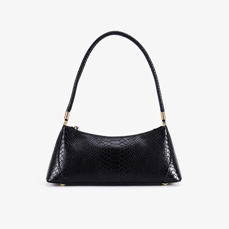 

Fashionable Snake Pattern Genuine Leather Axillary Package Bag luxury Special Dumpling Shape Beauty Python Shoulder Tote Bag