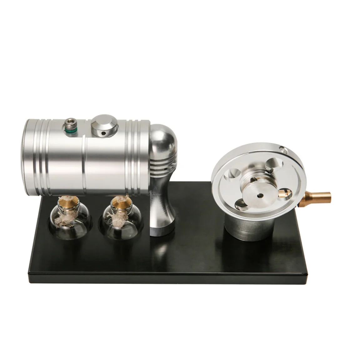 Metal Steam Engine Model Scientific Toy with Heating Boiler and Alcohol Lamp Educational Toys Gift - Black Aluminum Alloy Base