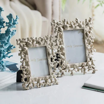 

From the sea creative Coral shell Photo Frame Home Decorative Accessories Resin Wedding casamento Pictures Frames Christmas Gift