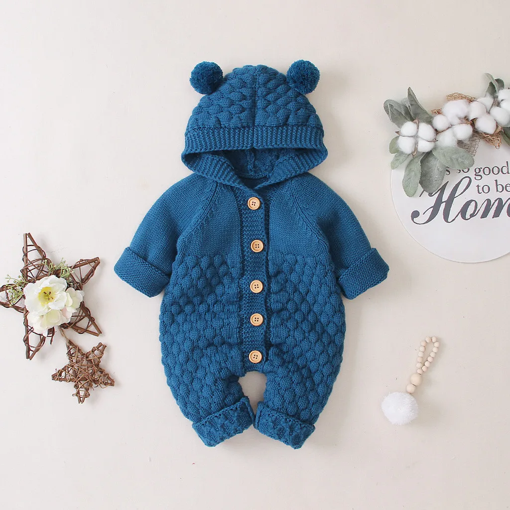 Autumn Knitted Baby Casual Clothes Baby Boy Knit Romper Newborn Rabbit Baby Jumpsuit Overall Long Sleevele Baby Boys Clothes