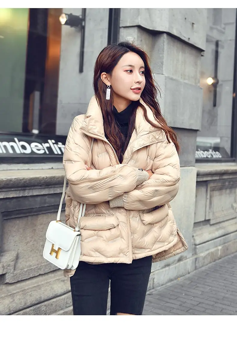 Women Winter Thick Warm Glossy Down Parkas Coats Female Stand Collar White Duck Down Jacket Waterproof Snow Outerwear N135