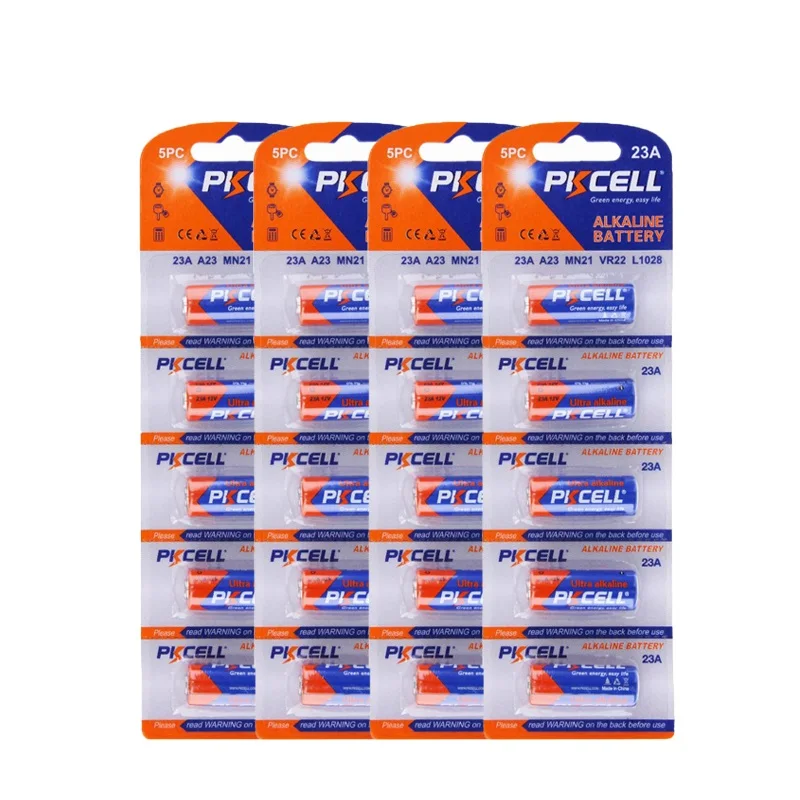 

20pcs=5packs*4 PKCELL 12Volt 23A Battery MN21 A23 23AE 23A LRV08 E23A K23A 12V Alkaline Primary Battery