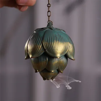 

Creative Lotus Shape Hanging Ball Backflow Incense Burner Ceramic Coil Hollow Incense Holderbruleur bougie Home Decor EA6XXL