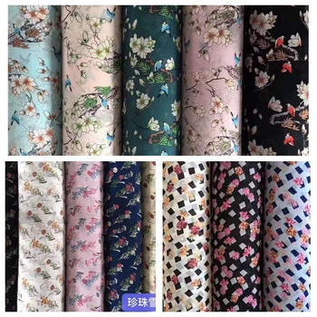 

Chiffon Cloth Thin Material through Vintage Printed Floral Fashion Dress Shirt Handmade DIY Fabric 2020 New/1m