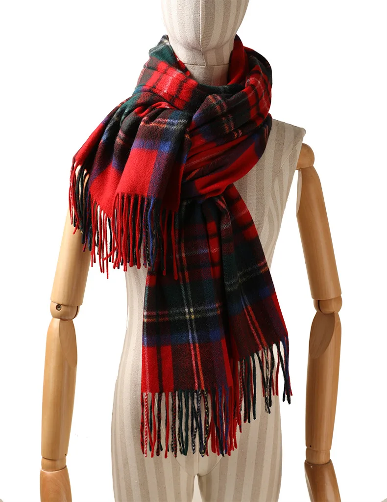 Кашемировый клетчатый шарф из пашмины в шотландском стиле, роскошный подарок, зимние модные шарфы для женщин и девушек, 70*200 см