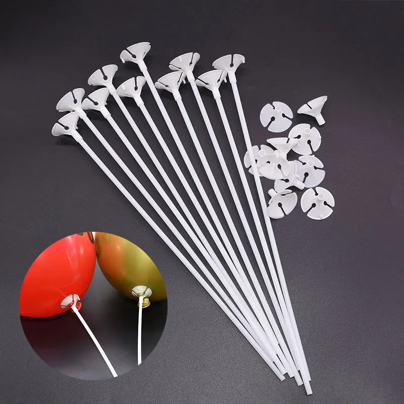 

10/20/30Pcs White Multicolor Birthday Latex Balloon Stick and Cups PVC Rods Balloons Holder For Wedding Christmas Party Decor