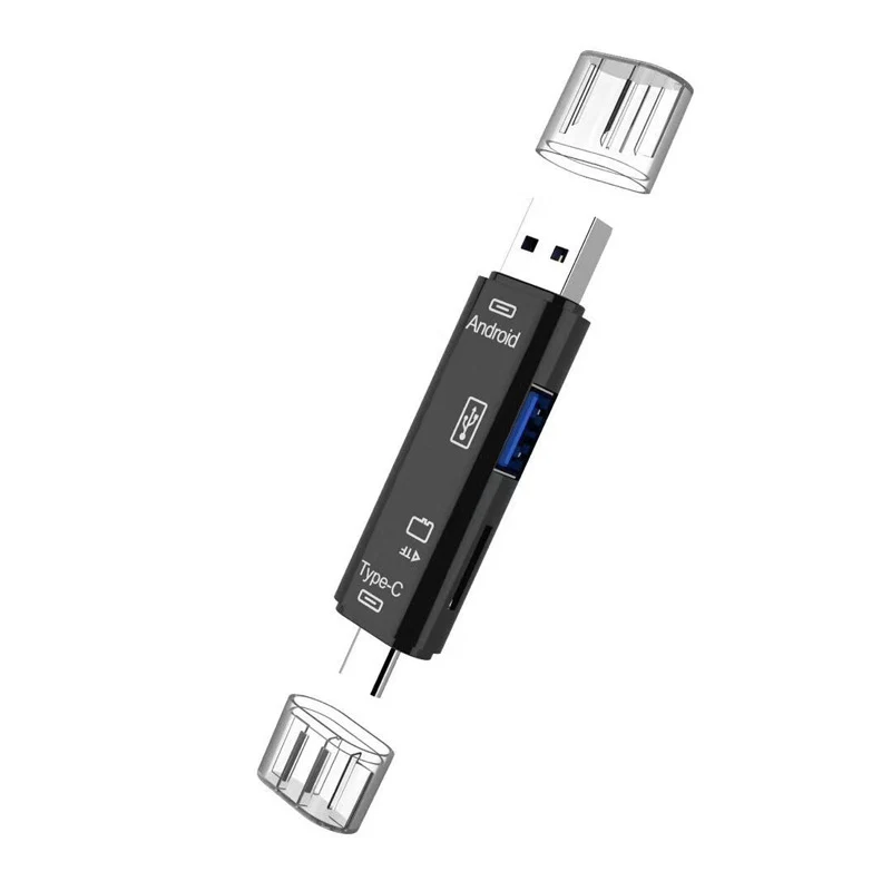 3 в 1 USB OTG кардридер type C и Micro USB OTG карта высокоскоростной адаптер SD TF кардридер для ноутбука Android мобильный телефон - Color: Black