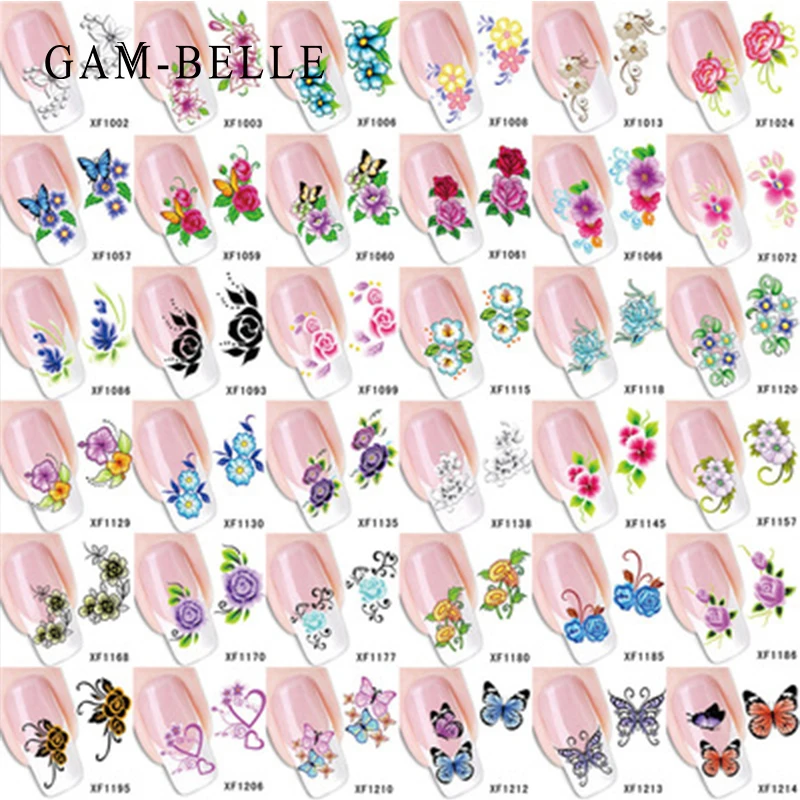 Наклейки для ногтей GAM BELLE 1 лист переводные наклейки с цветами летние красивые