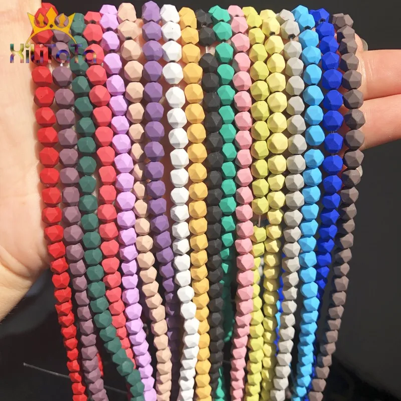 

6mm Nano-tech Hematite Beads Multicolor Faceted Rubber Loose Stone Bead For Jewelry DIY Making Bracelet Earrings Accessories 15"