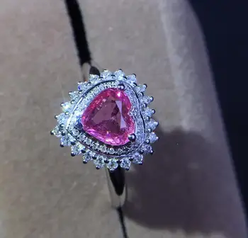 

Sapphire Ring 1ct Real Pure 18 K Whtie Gold Natural Pink Sapphire Padparadscha Gemstones 18 k Gold Diamonds Stone Female Ring