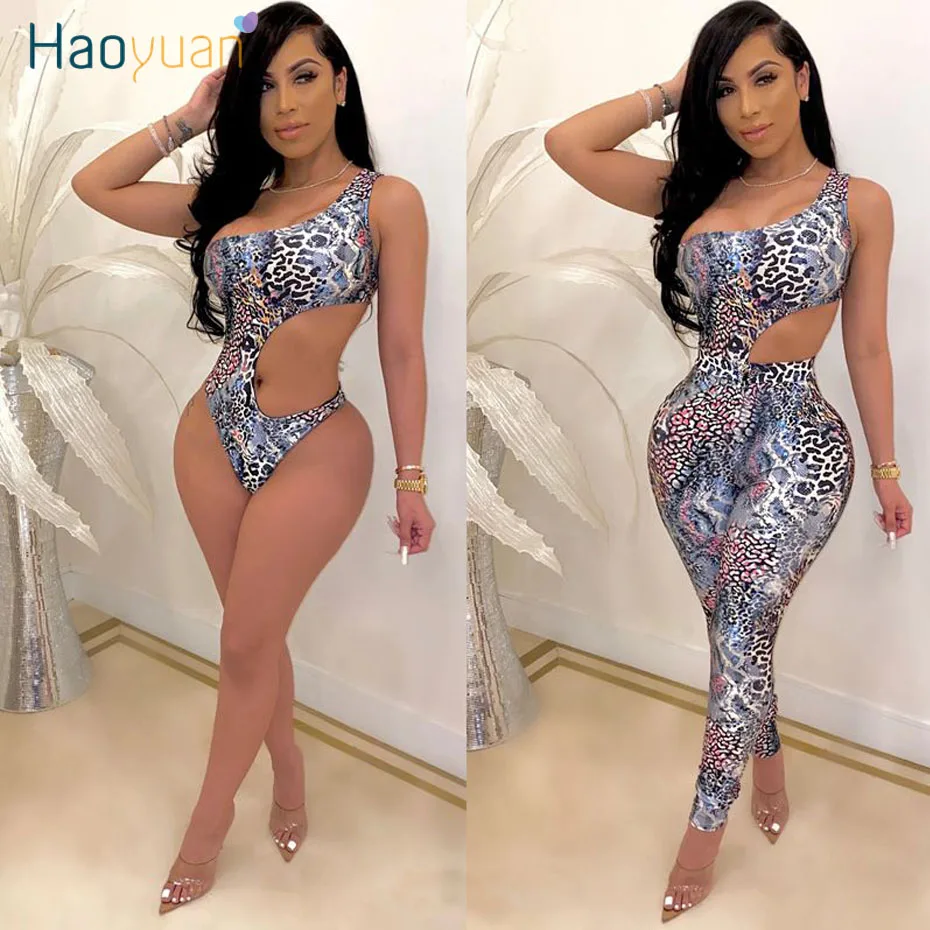 HAOYUAN/комплект из двух предметов с леопардовым принтом и змеиным Женская